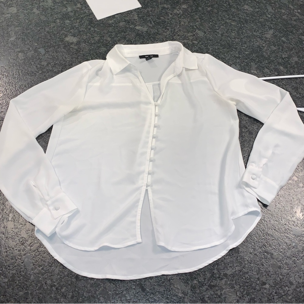 Forever 21 semi sheer button down  blouse top